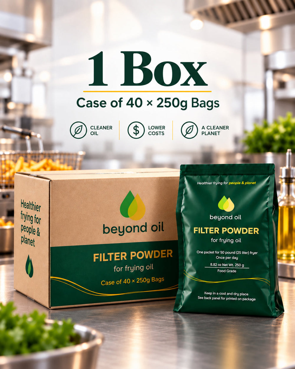 Beyond Oil® Filter Powder – 1 case with 40 × 250g bags
